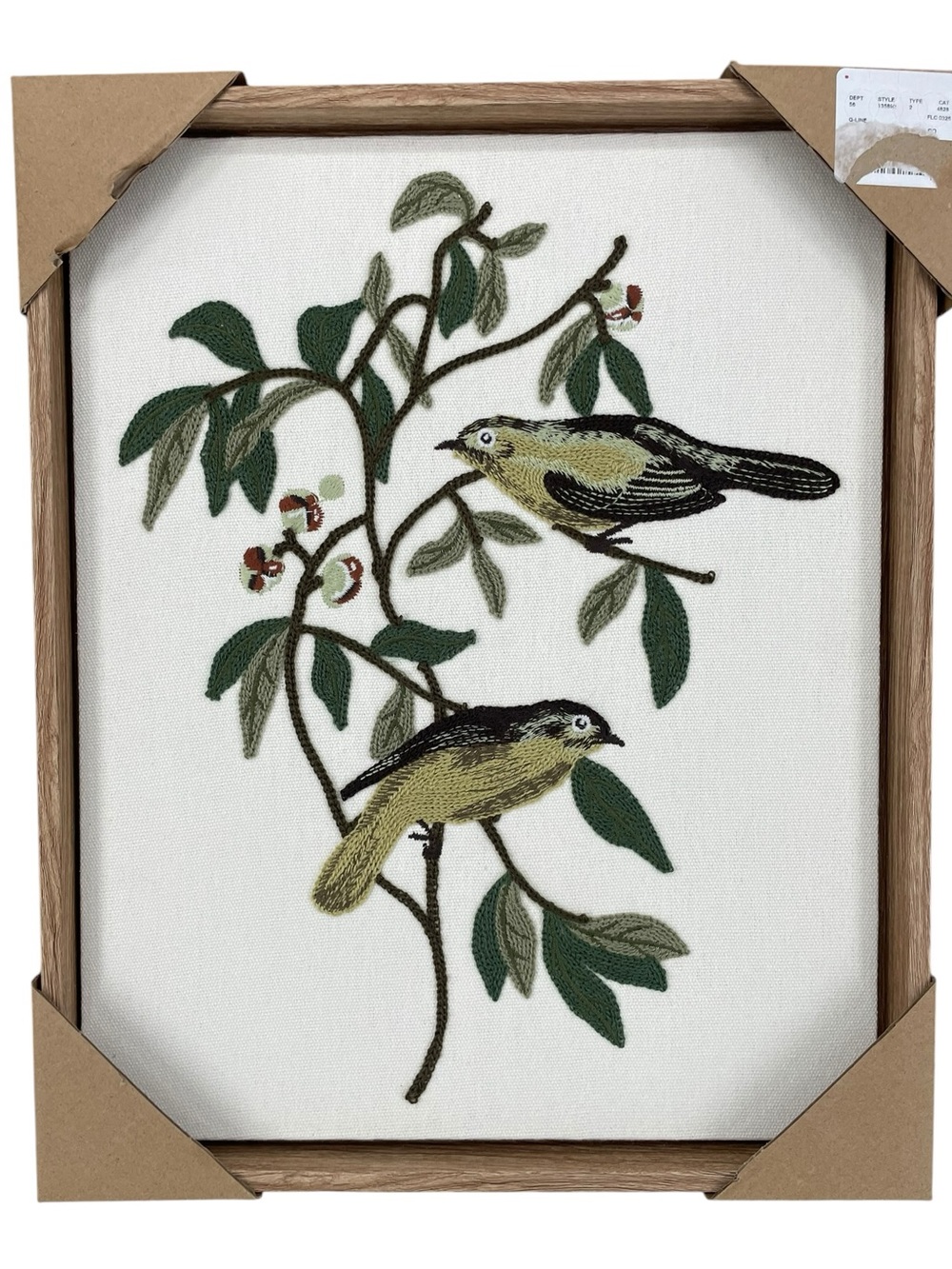 BP Home Embroidered Bird Wall Art – 12x15, New, Framed Textile